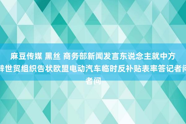 麻豆传媒 黑丝 商务部新闻发言东说念主就中方辞世贸组织告状欧盟电动汽车临时反补贴表率答记者问