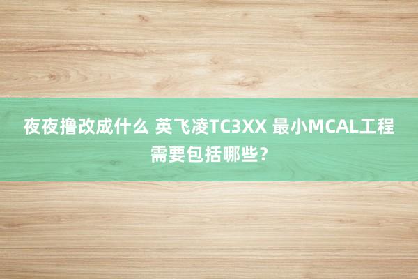 夜夜撸改成什么 英飞凌TC3XX 最小MCAL工程需要包括哪