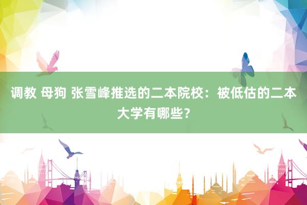 调教 母狗 张雪峰推选的二本院校：被低估的二本大学有哪些？