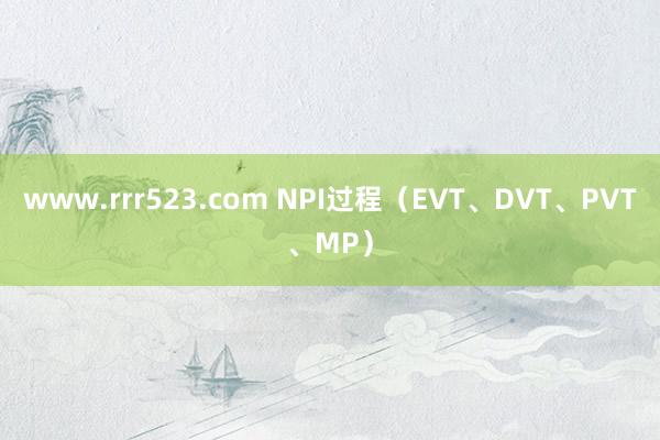 www.rrr523.com NPI过程（EVT、DVT、P